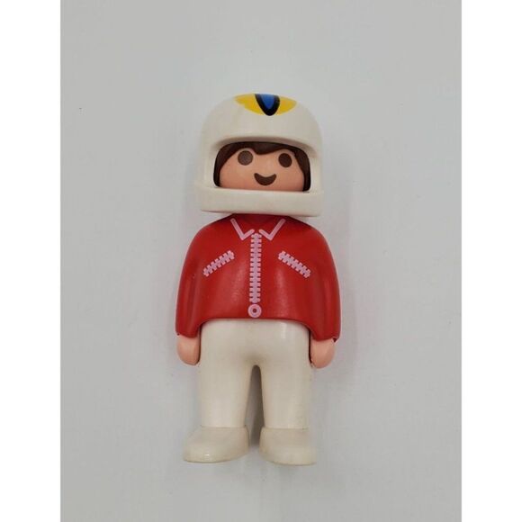 Vintage Playmobil 123 Race Car Driver Figure With Helmet 1990 Geobra - Picture 1 of 3